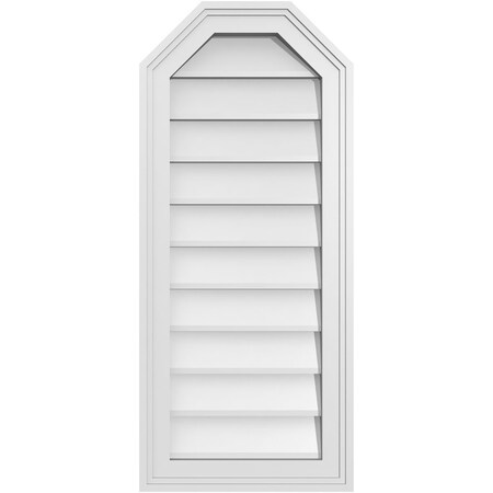 Ekena Millwork Octagonal Top Surface Mount PVC Gable Vent w/ 2"W x 1-1/2"P Brickmould Frame, 14"W x 32"H GVPOT14X3202SN